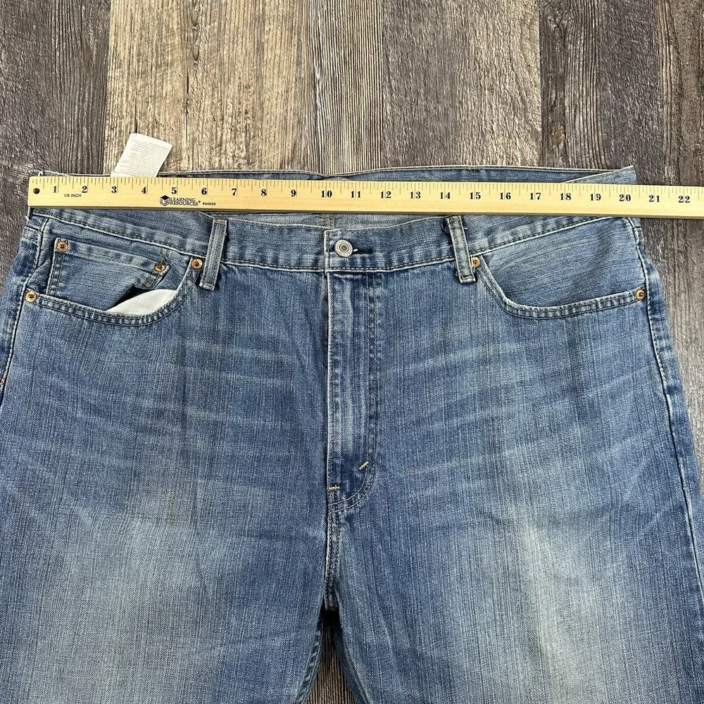 Levis 505 Jeans Mens 42x32 Blue Regular Straight Mid‎ Rise Light Wash Denim Fade